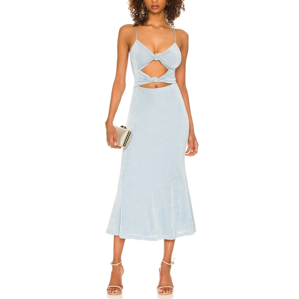 Misha 'Oscar' Blue Sheen Twist Knot Cut Out Detail Dress Size 0 - NWT